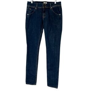 Hudson Jeans size 28 Dark Wash Button and zip collin skinny Cotton Linen Denim